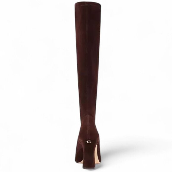 Coach Women's Size 8.5 Cece Maple Suede Pointed Toe Block Heel Tall Boots CN159 - Picture 13 of 16